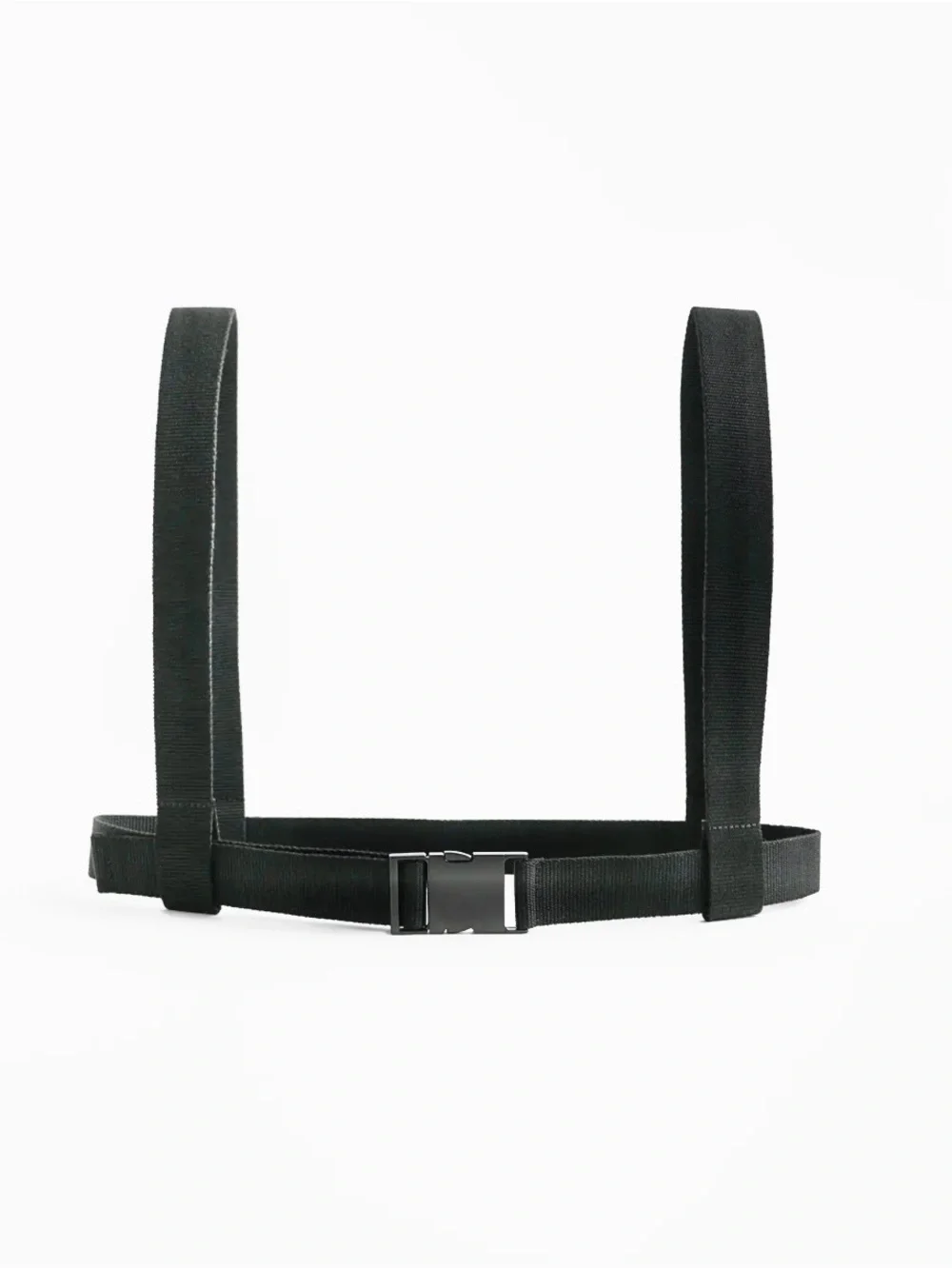New  ZARA Women’s Sz 30 Black Canvas Harness Belt Black Metal Buckle Closure
